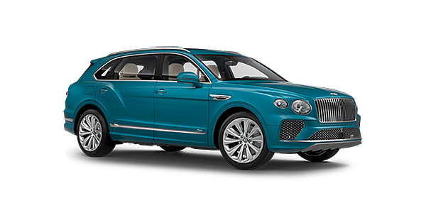 Bentley Abu Dhabi Bentley Bentayga EWB Azure front side angled view in Topaz blue coloured exterior. 