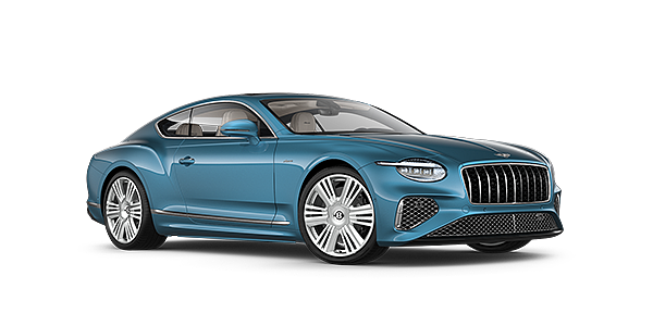 Bentley Abu Dhabi New Bentley Continental GT Azure coupe front three quarter in Light Windsor Blue paint